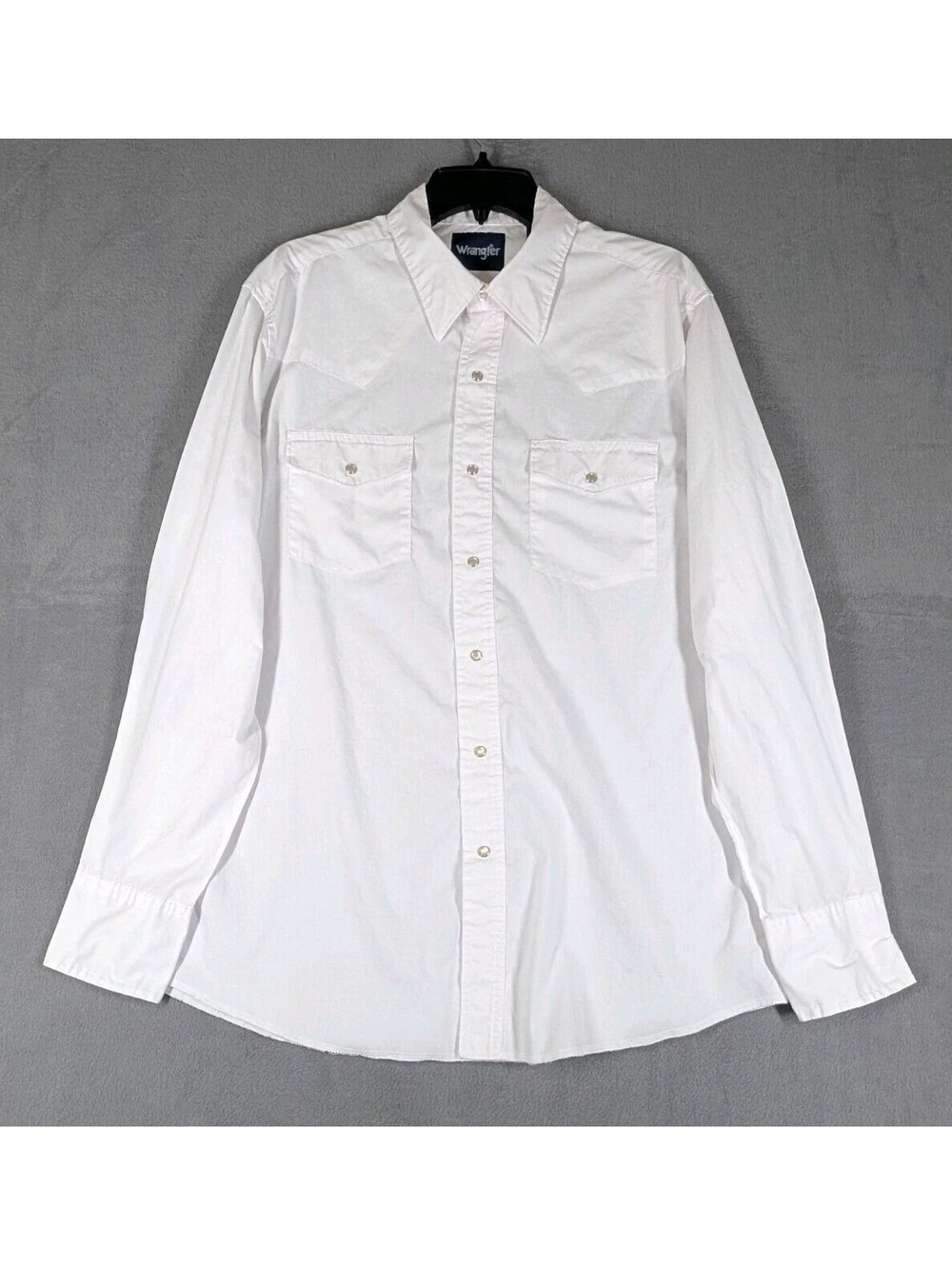 Wrangler Mens Large White Western Pearl Snap Cowboy Ranch Button Shirt Cotton